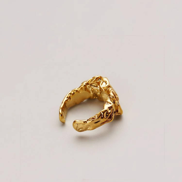 Irregular folds, personalized design, high-end feel, 18K gold vacuum plated opening, adjustable ring, ring for women